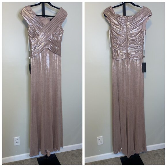 TADASHI SHOJI Constance Pleated Gown in Stretch-lamé - Picture 9 of 9